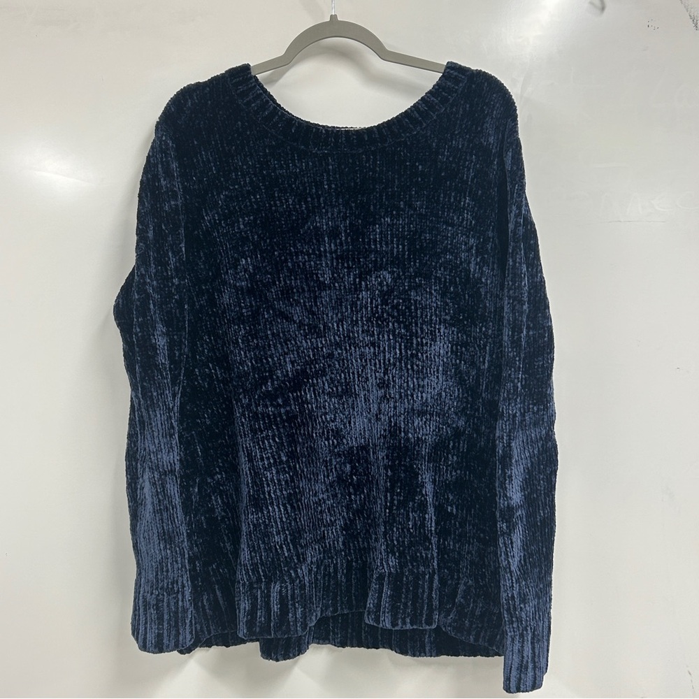 0323 Orvis Men’s‎ Navy Chenille Knit Sweater Size Large | Cozy Textured Pullover